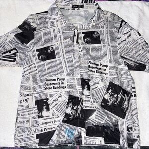 SHEIN Black and White Graphic Print Men's Shirt